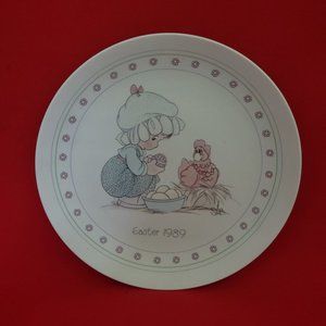 Enesco Precious Moments Easter Plate 1989 Little Girl Chicken & Eggs